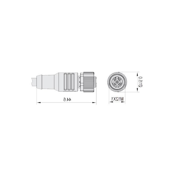 M12 3Pin、母头直型、单端预铸电缆、防焊渣PUR材质、橙色护套、64T013-XXX